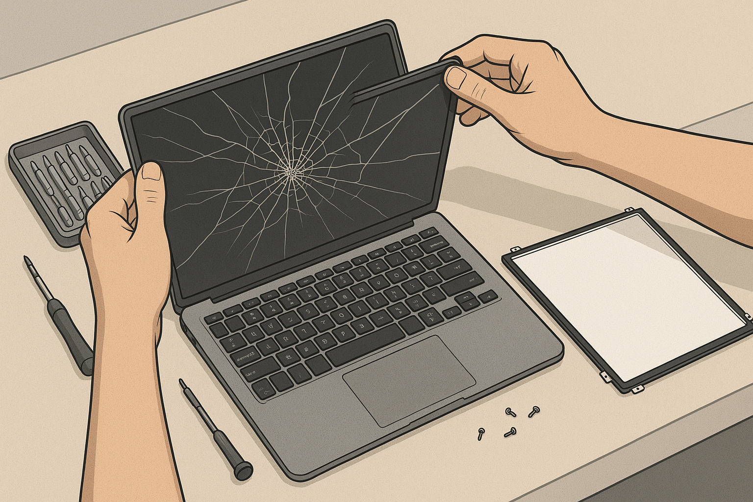 fixing a broken laptop screen